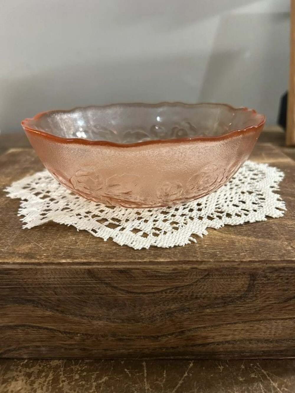 Vintage Arcoroc Rosaline pink glass cereal bowl